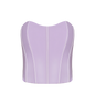 Structured lavender corset crop top with sweetheart design.

