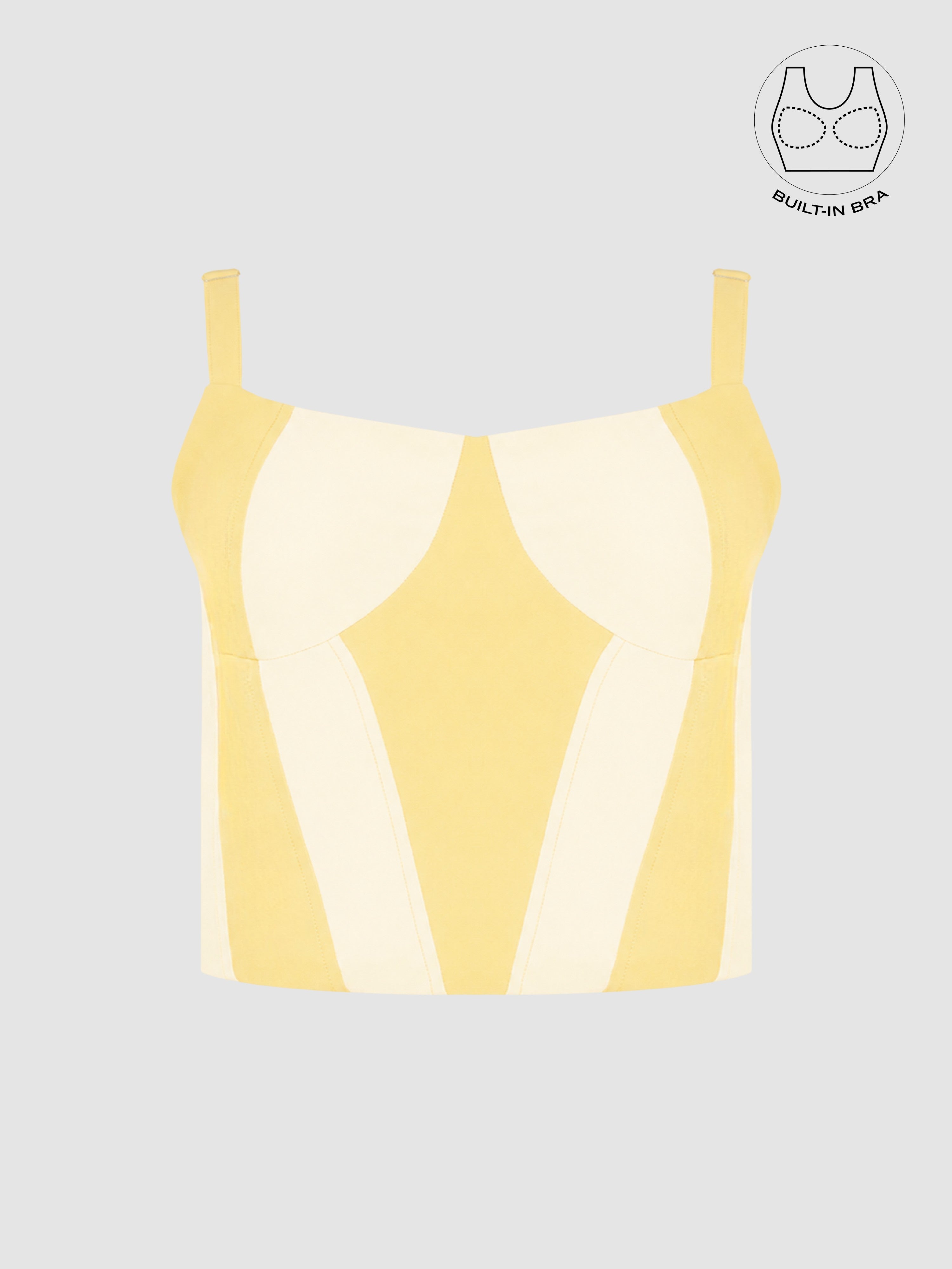 AVELIN BUTTER YELLOW COLOR BLOCK CORSET WITH INBUILT BRA