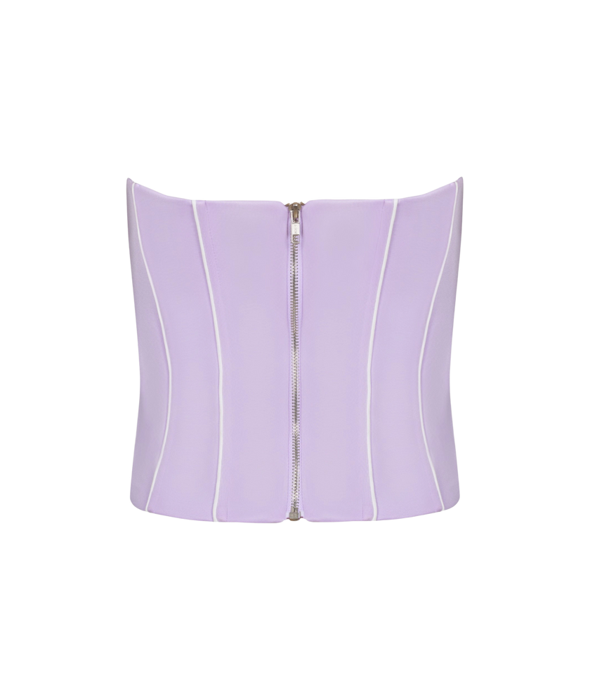 Elegant pastel lavender partywear crop top for women.