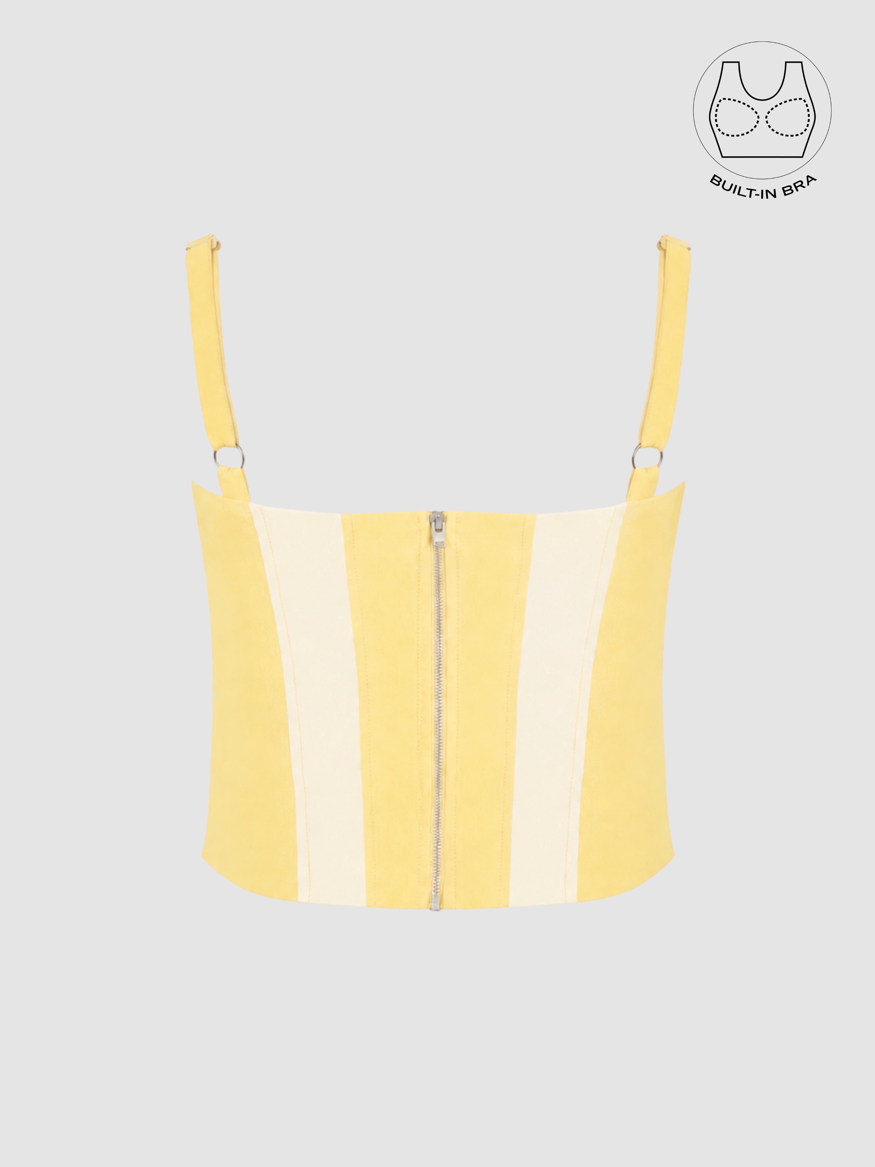 AVELIN BUTTER YELLOW COLOR BLOCK CORSET WITH INBUILT BRA