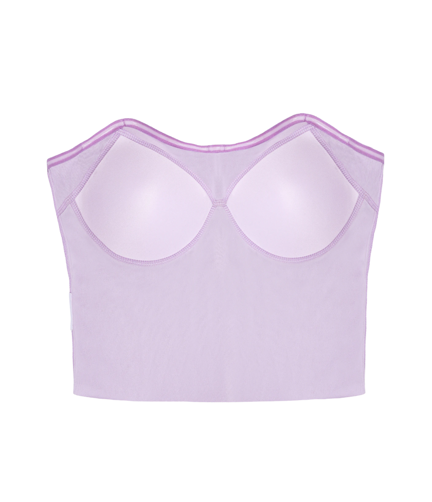 Party wear padded crop top with inbuilt bra lavender shade.