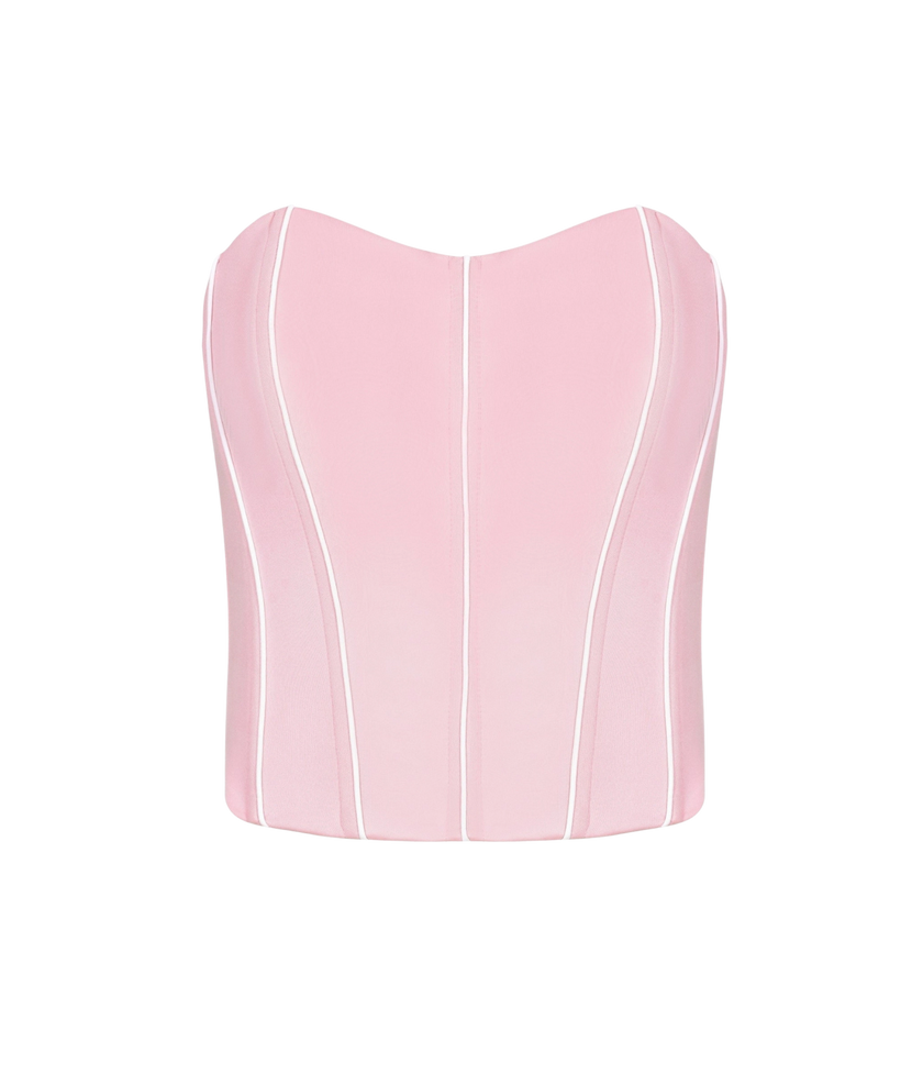 High-stretch pastel pink corset with inbuilt bra support.