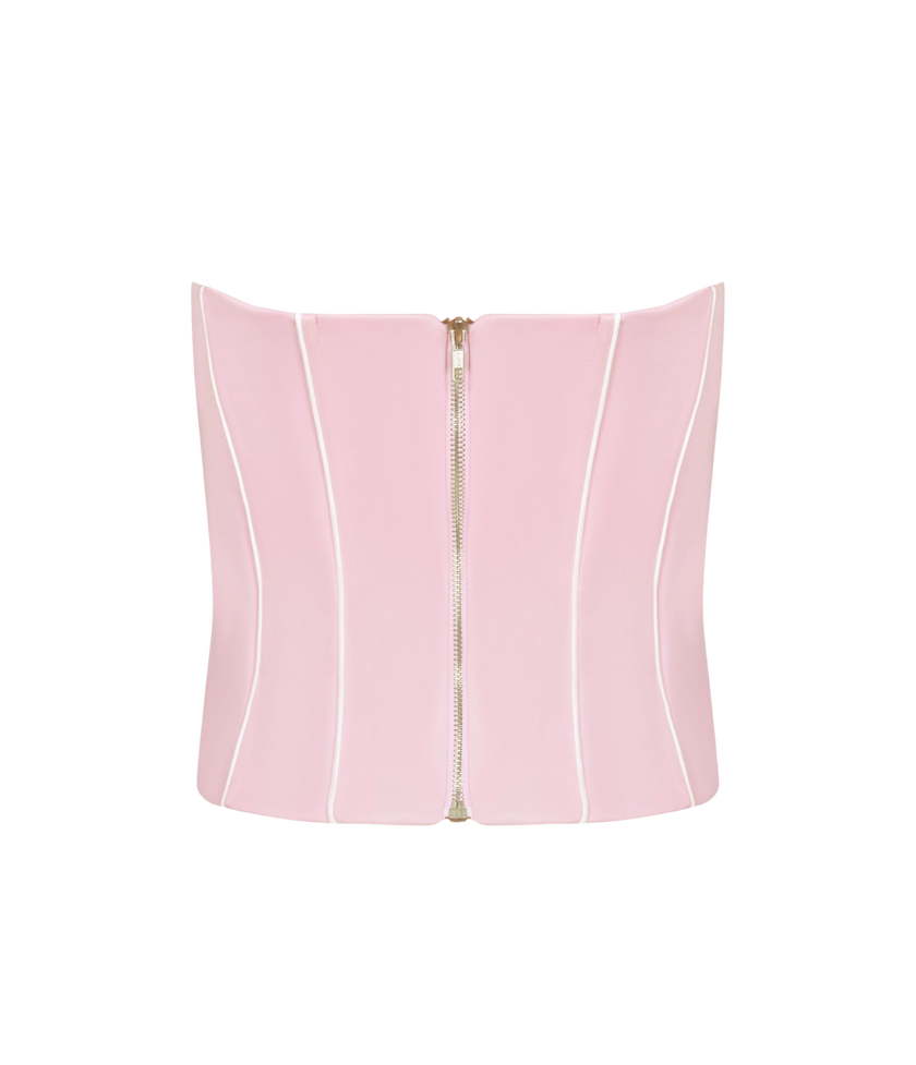Women’s pastel pink crop top party wear for coffee dates.
