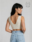 ASTRA IVORY BEADS & SEQUINS CROP TOP WITH INBUILT BRA