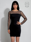INARA BLACK BEADS & SEQUINS COCKTAIL DRESS WITH INBUILT BRA