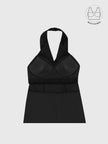 FORTE BLACK STRUCTURED COLLAR GOWN WITH INBUILT BRA