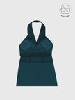FORTE CRYSTAL TEAL STRUCTURED COLLAR GOWN WITH INBUILT BRA