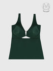LIBERE FOREST GREEN BUCKLE CUTOUT DRESS WITH INBUILT BRA