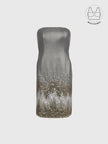 TATIANA METALLIC GOLD EMBROIDERED COCKTAIL DRESS WITH BUILT-IN BRA