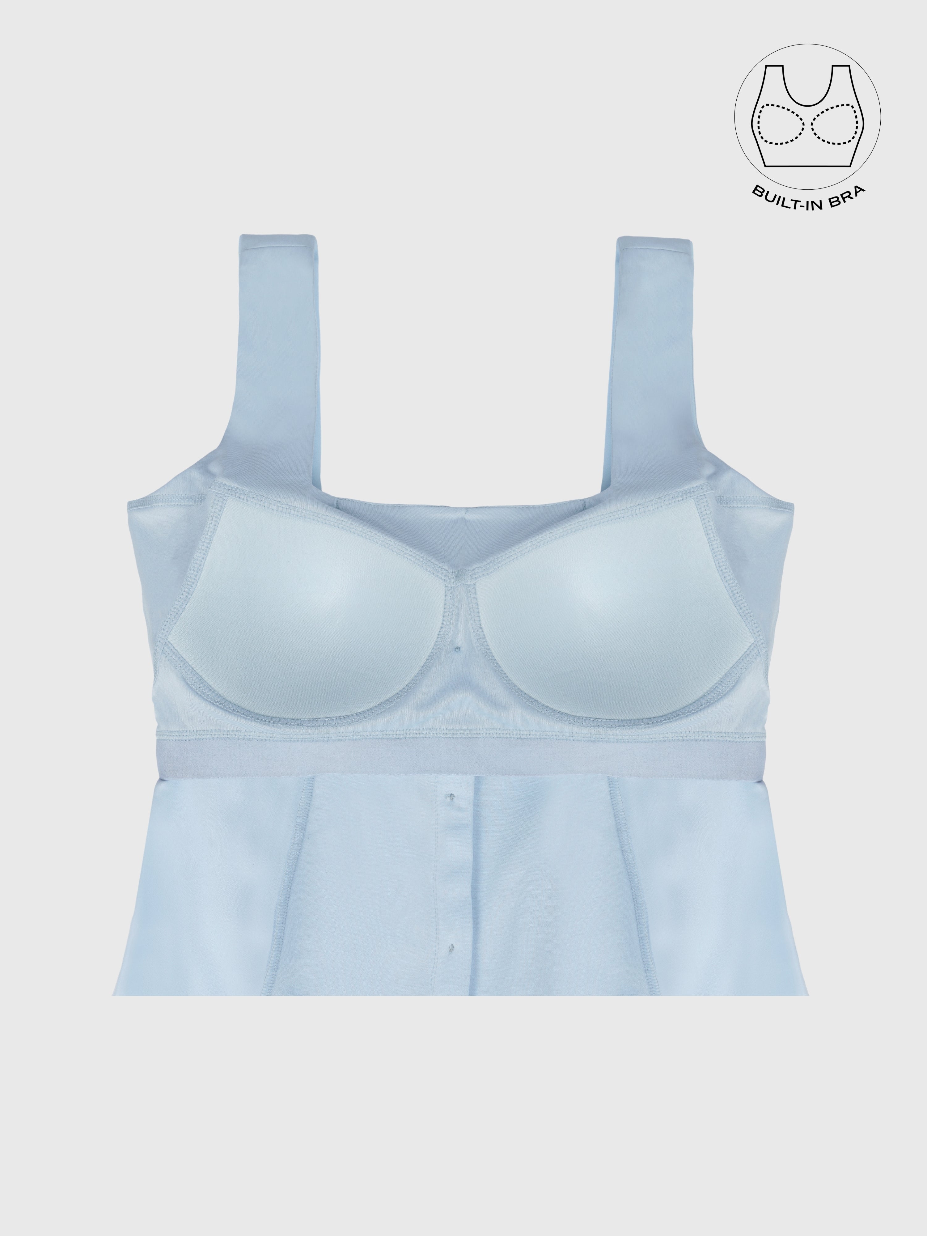 SICURA SKY BLUE WASHABLE BUTTON-DOWN DRESS WITH INBUILT BRA