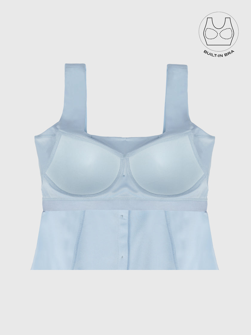 SICURA SKY BLUE WASHABLE BUTTON-DOWN DRESS WITH INBUILT BRA