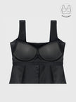SICURA BLACK WASHABLE BUTTON-DOWN DRESS WITH INBUILT BRA