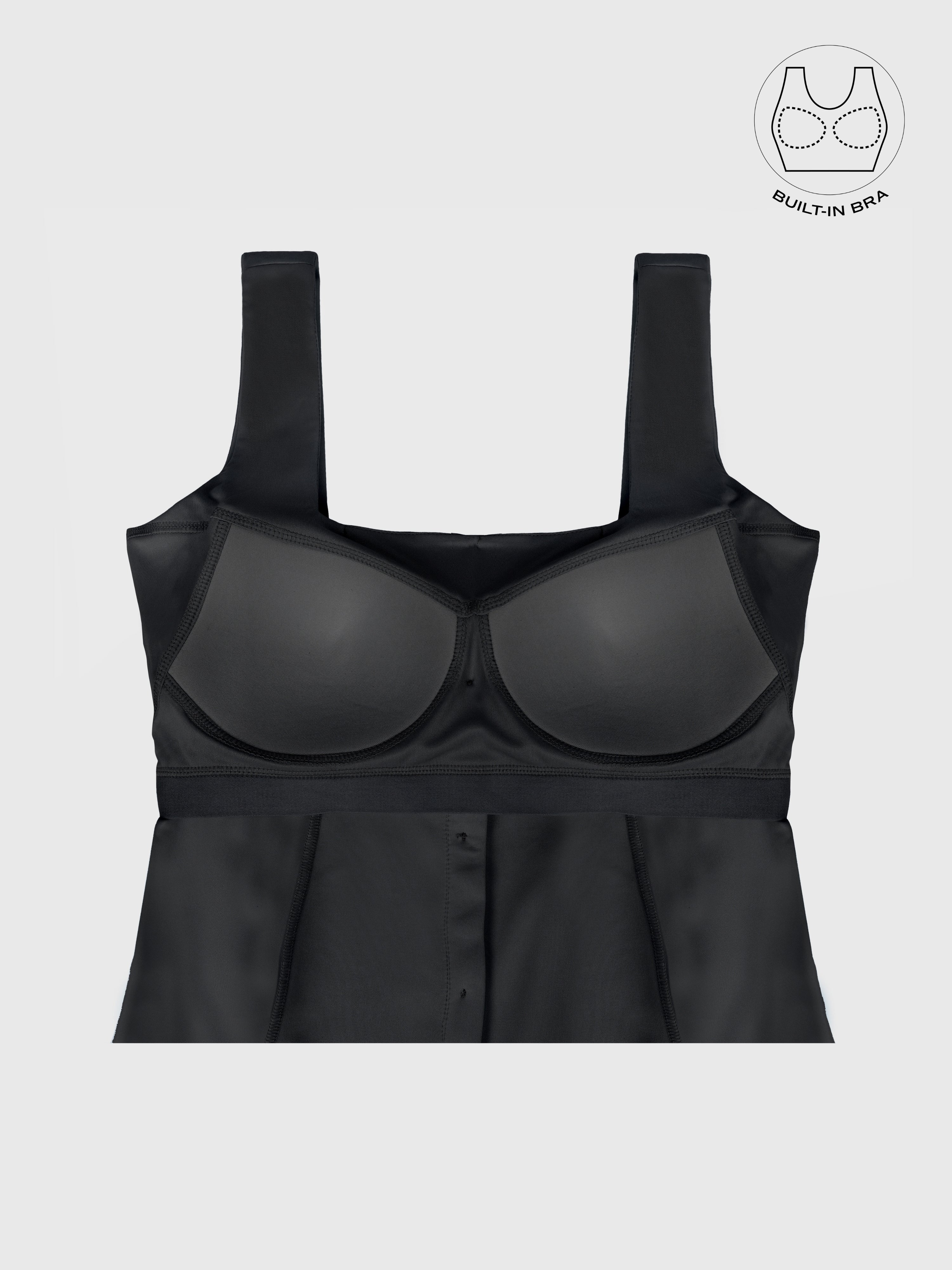 SICURA BLACK WASHABLE BUTTON-DOWN DRESS WITH INBUILT BRA