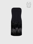 TATIANA BLACK STRAPLESS EMBROIDERED COCKTAIL DRESS WITH BUILT-IN BRA