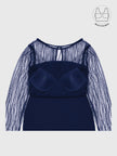 INARA NAVY BLUE BEADS & SEQUINS COCKTAIL DRESS WITH INBUILT BRA