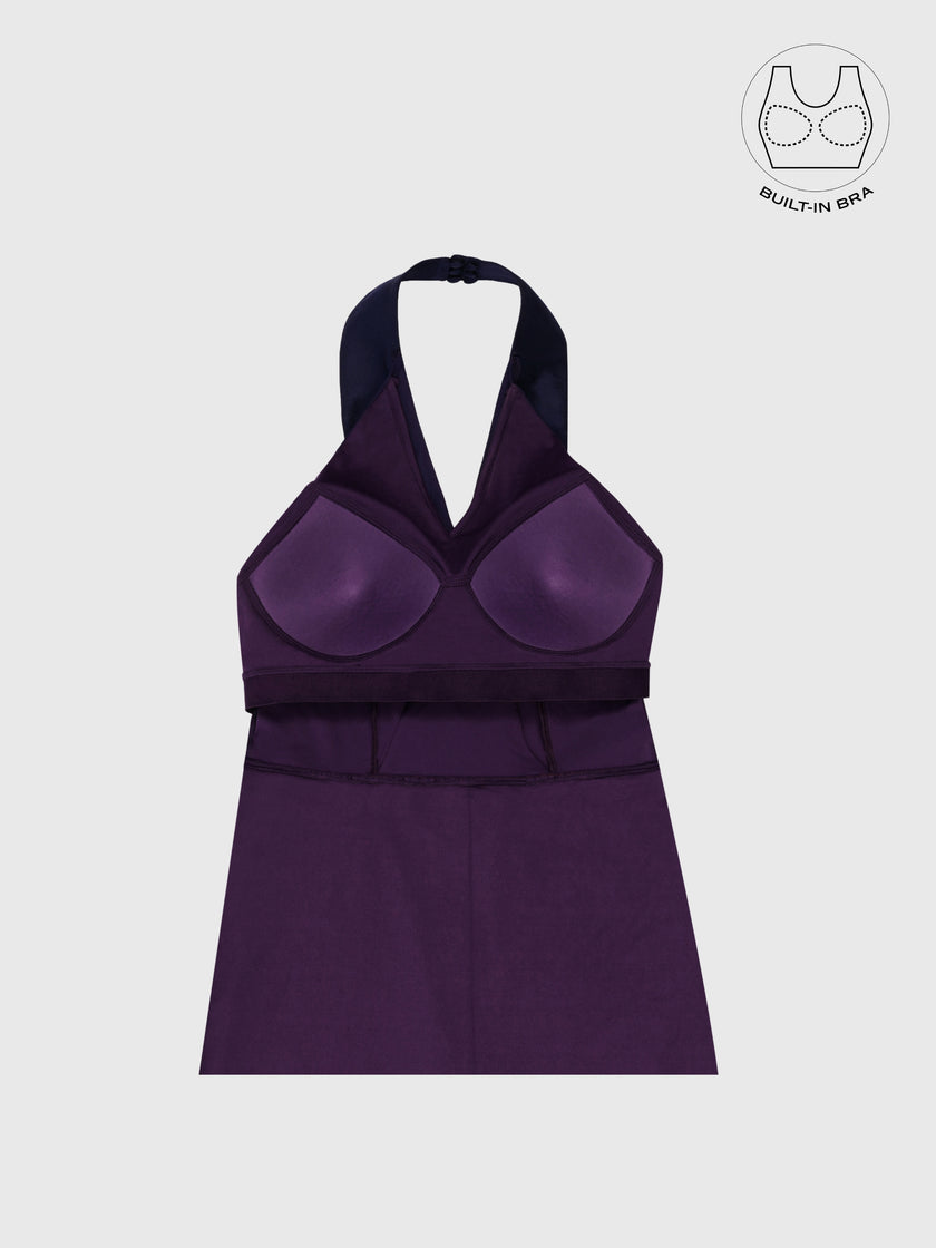 FORTE ROYAL PURPLE STRUCTURED COLLAR GOWN WITH INBUILT BRA