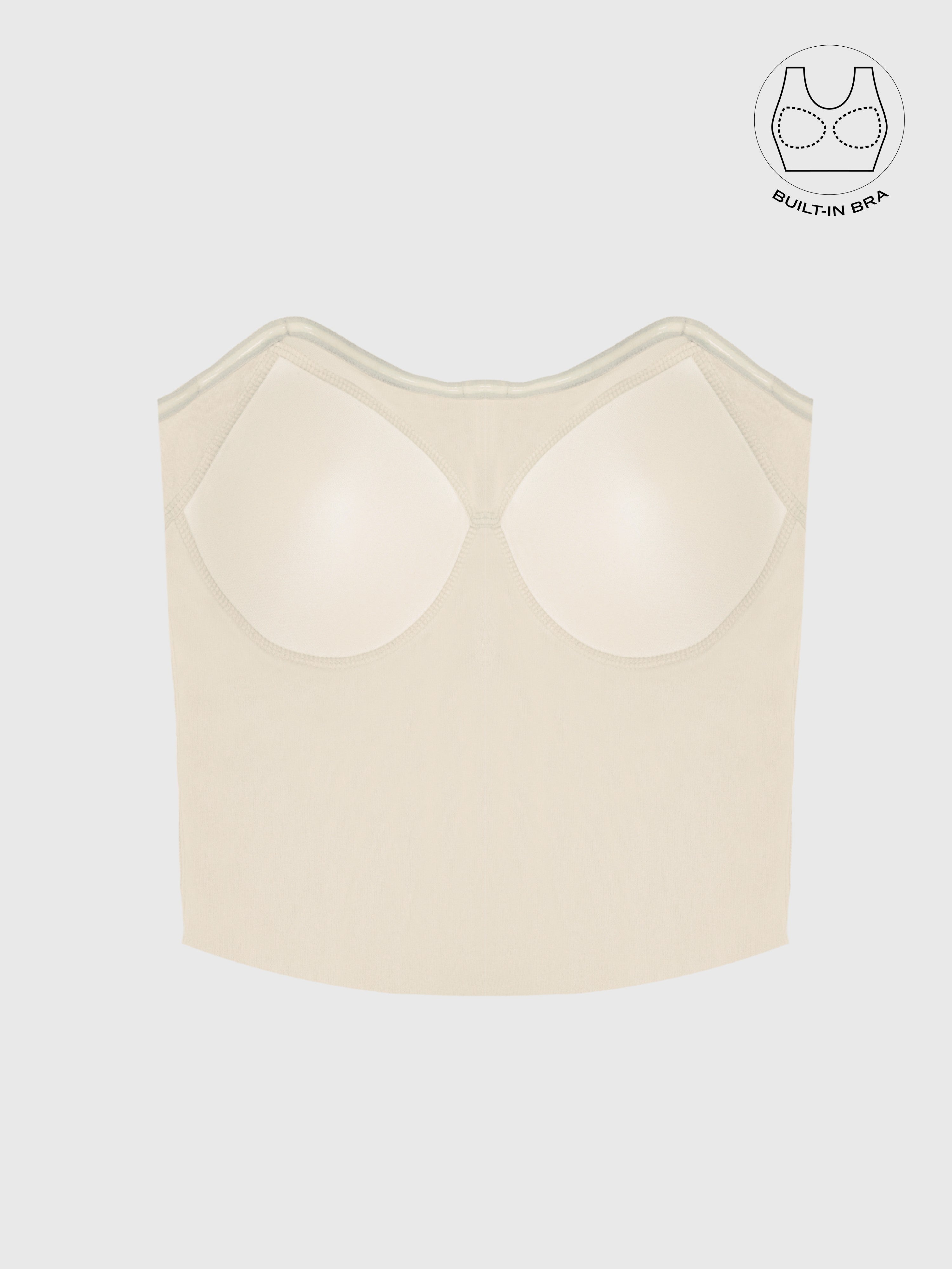 TENERA CREAM SWEETHEART STRIPED CORSET WITH INBUILT BRA
