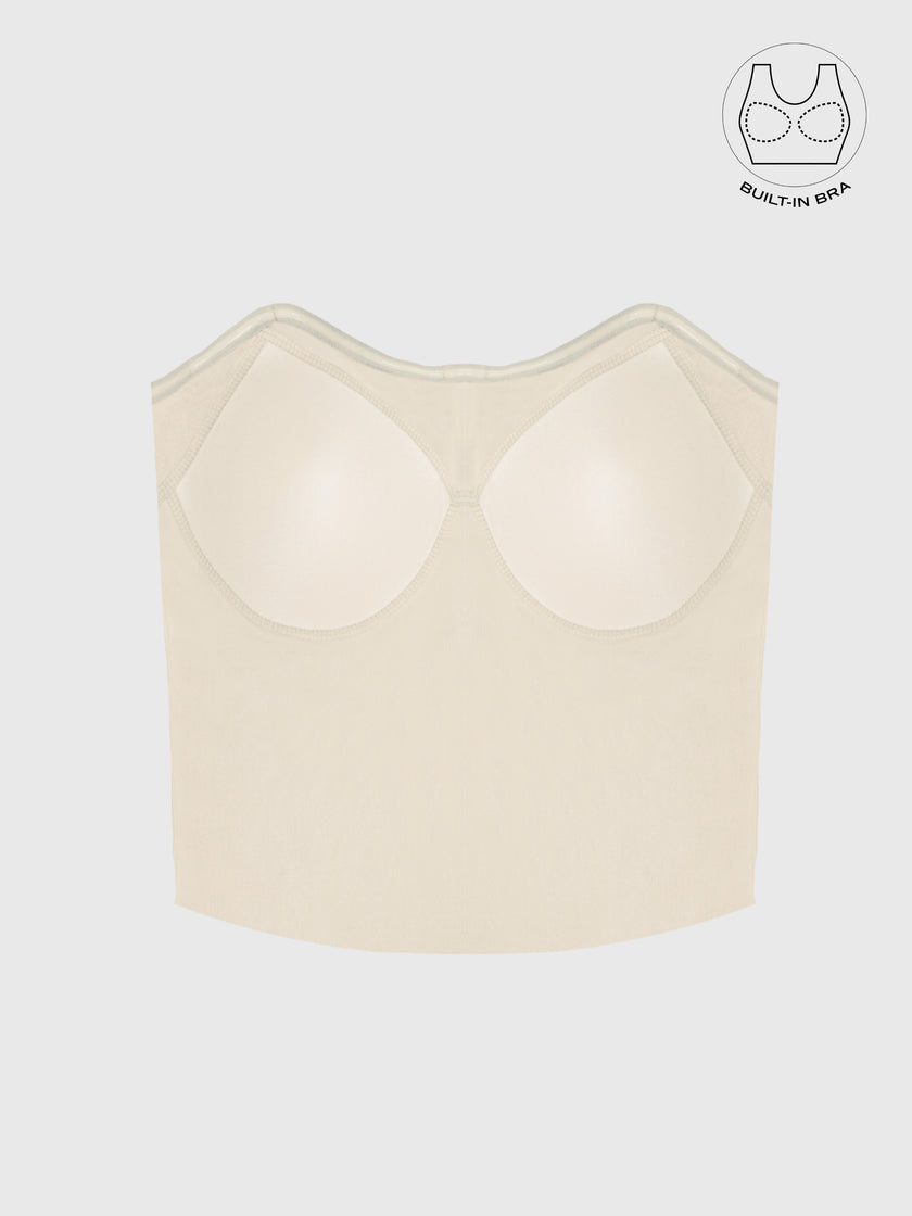 TENERA CREAM SWEETHEART STRIPED CORSET WITH INBUILT BRA