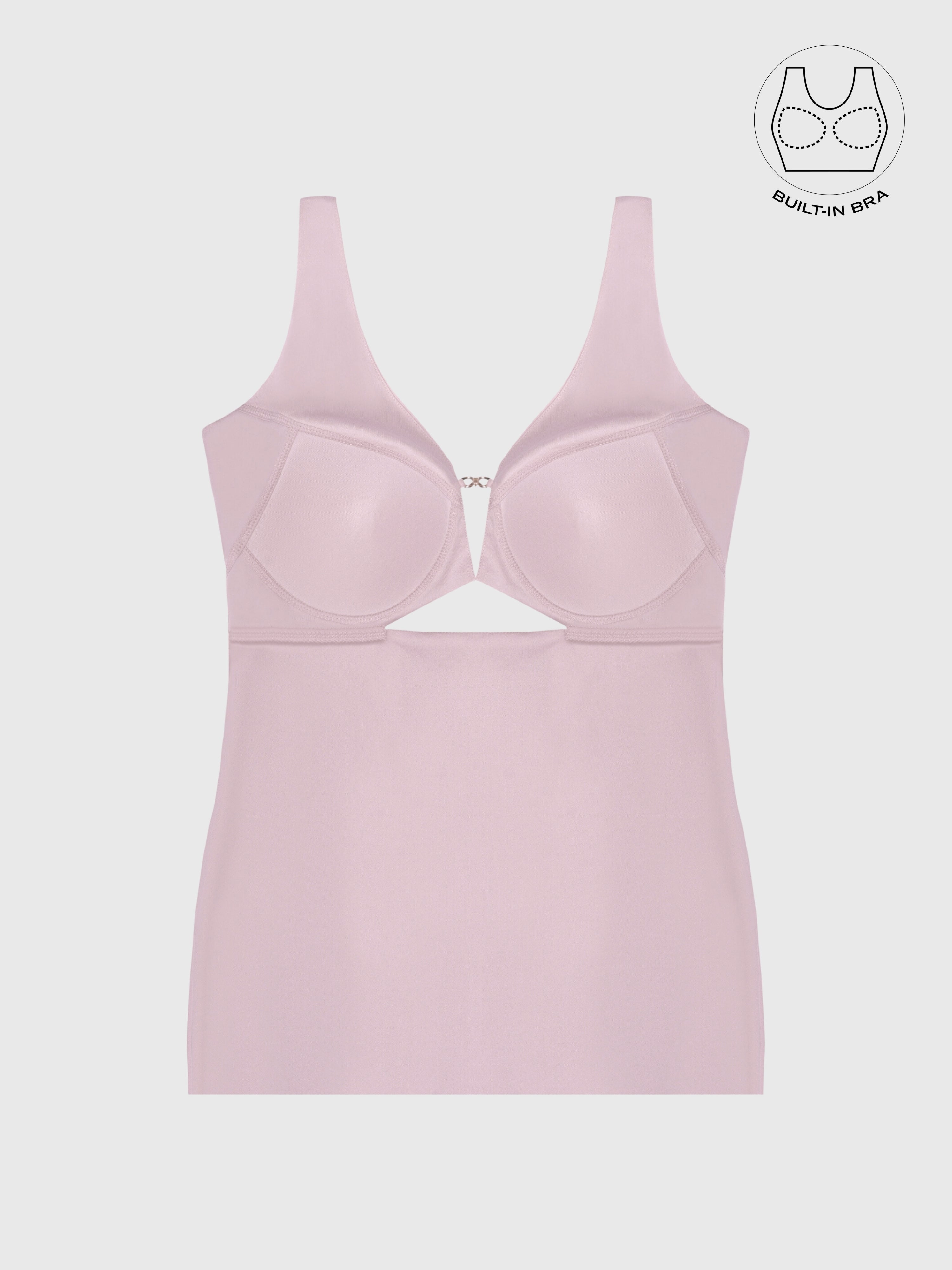 LIBERE POWDER PINK BUCKLE CUTOUT DRESS WITH INBUILT BRA