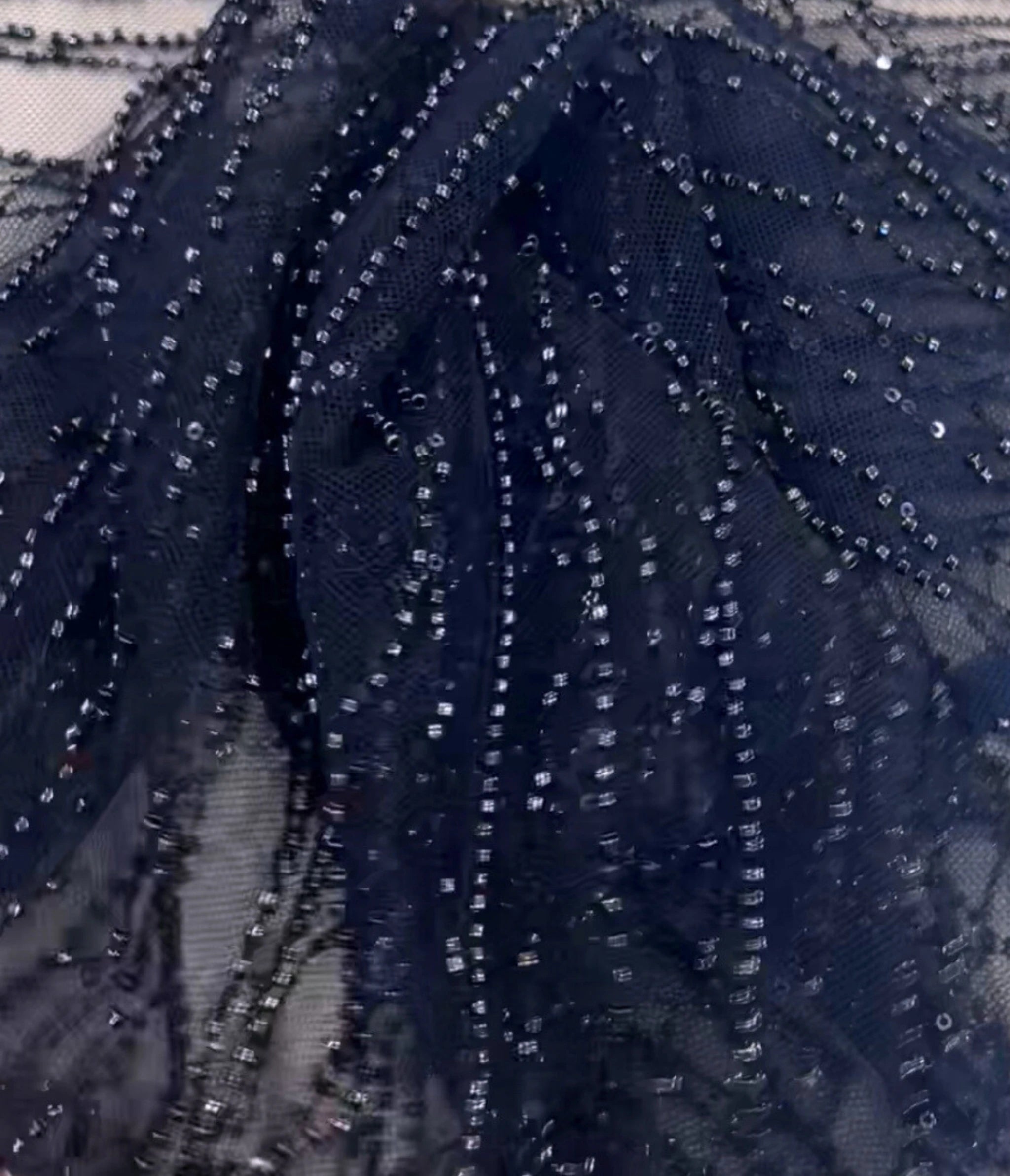 Inara navy blue beads and sequins embroidered cocktail dress with inbuilt padded bra for women
