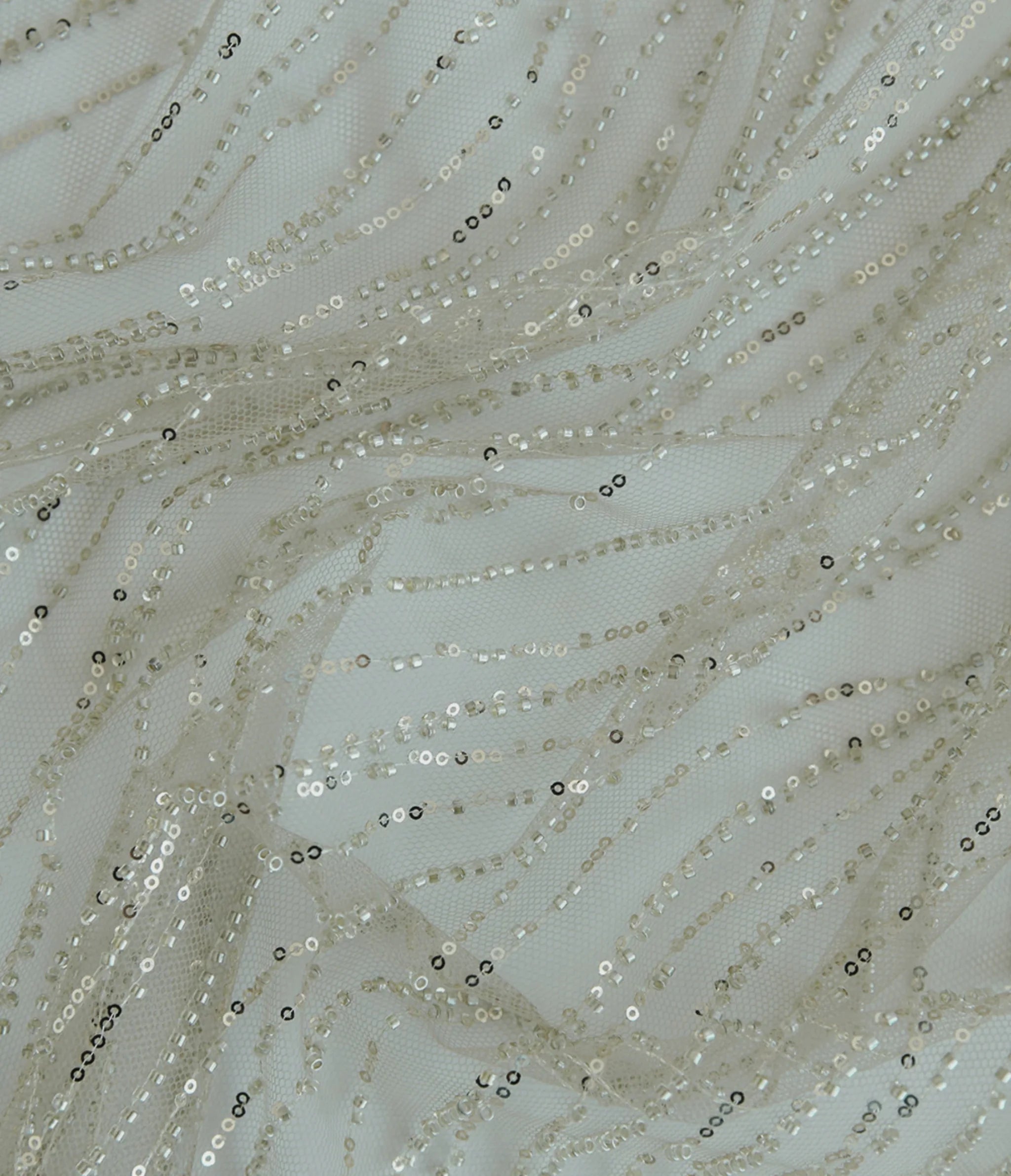 ASTRA IVORY BEADS & SEQUINS CROP TOP WITH INBUILT BRA