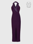 FORTE ROYAL PURPLE STRUCTURED COLLAR GOWN WITH INBUILT BRA