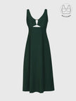 LIBERE FOREST GREEN BUCKLE CUTOUT DRESS WITH INBUILT BRA