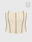 TENERA CREAM SWEETHEART STRIPED CORSET WITH INBUILT BRA