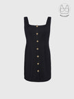 SICURA BLACK WASHABLE BUTTON-DOWN DRESS WITH INBUILT BRA