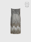 TATIANA METALLIC GOLD EMBROIDERED COCKTAIL DRESS WITH BUILT-IN BRA