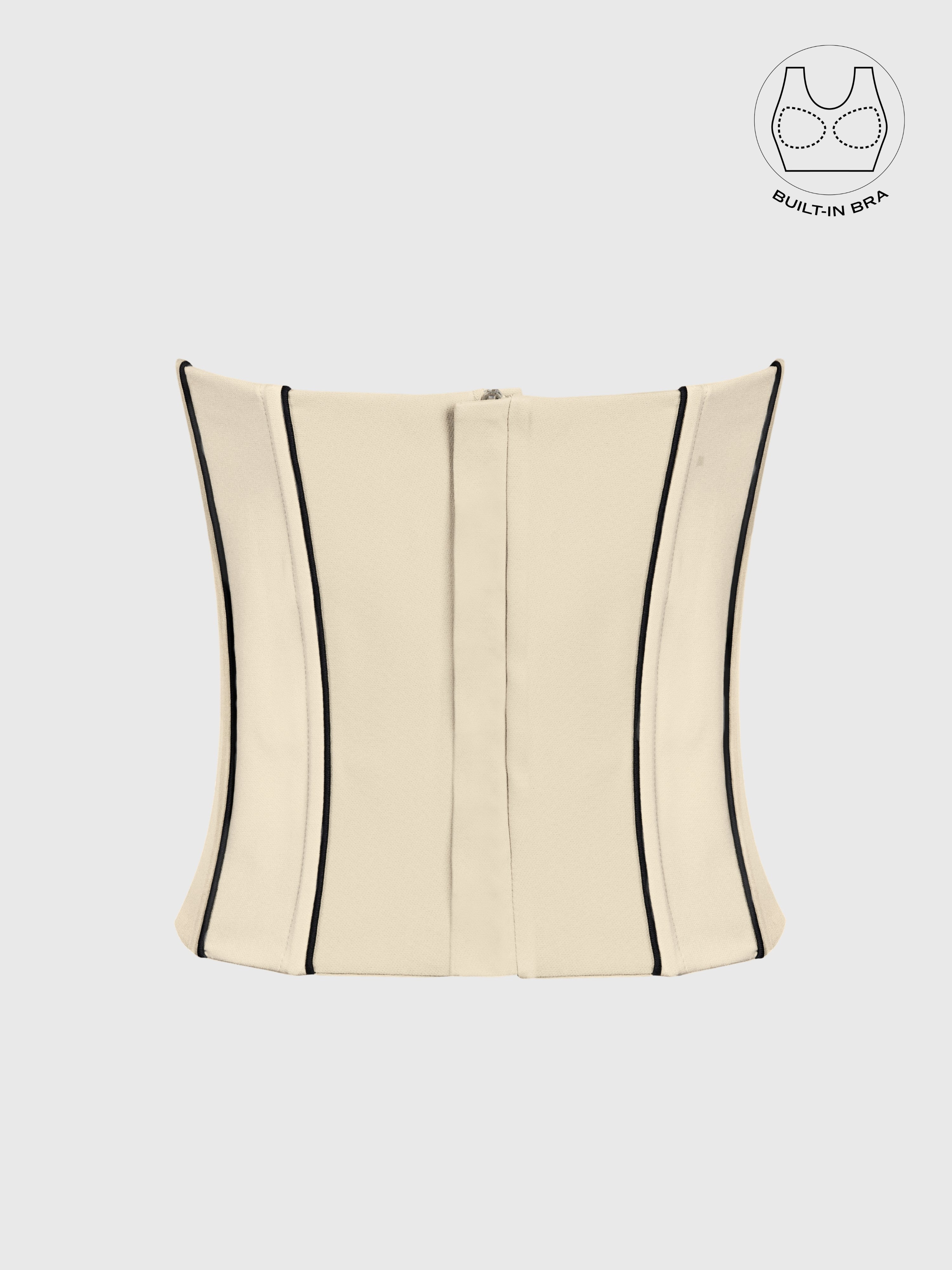 TENERA CREAM SWEETHEART STRIPED CORSET WITH INBUILT BRA