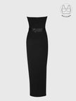 FORTE BLACK STRUCTURED COLLAR GOWN WITH INBUILT BRA
