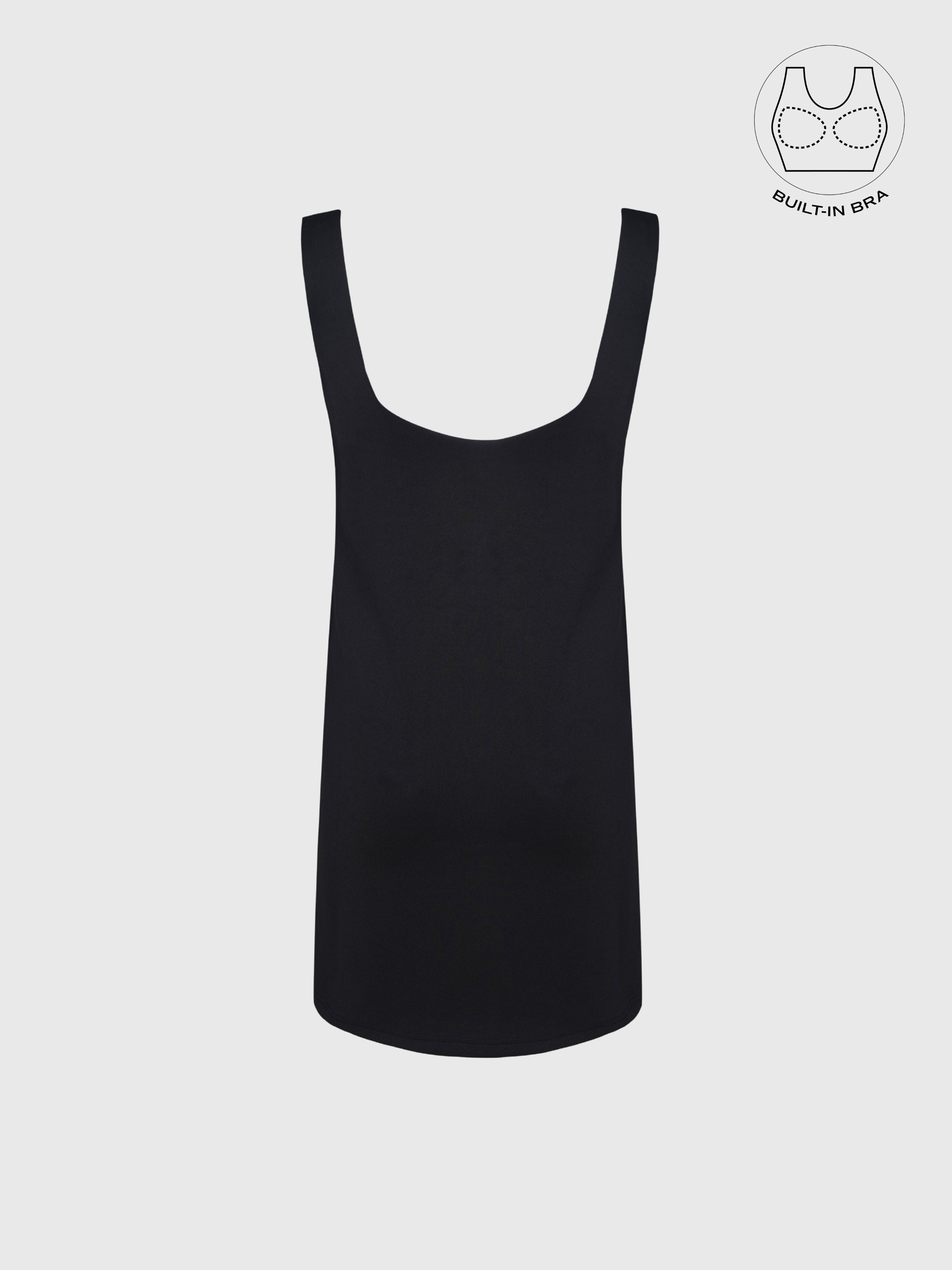 SICURA BLACK WASHABLE BUTTON-DOWN DRESS WITH INBUILT BRA