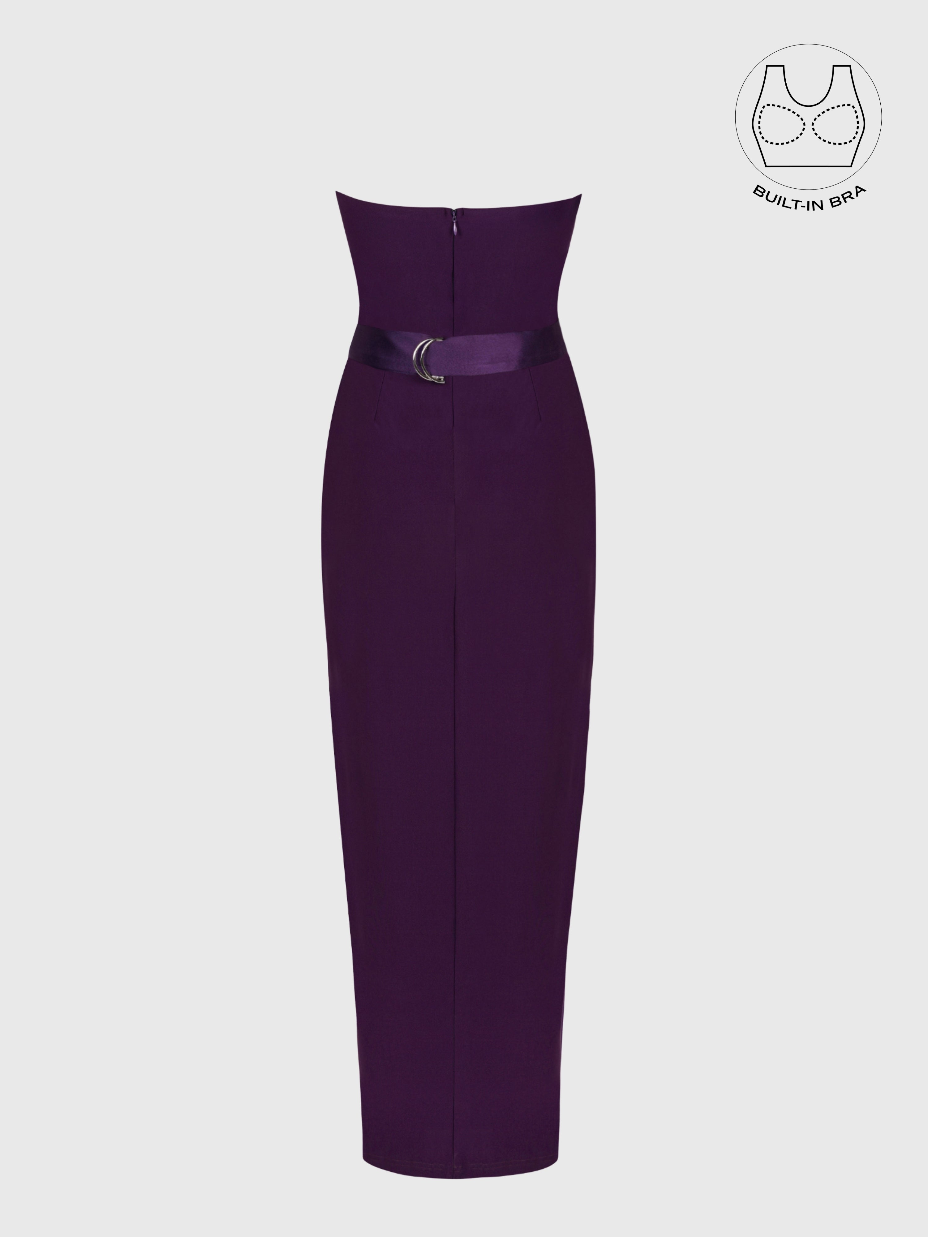 FORTE ROYAL PURPLE STRUCTURED COLLAR GOWN WITH INBUILT BRA