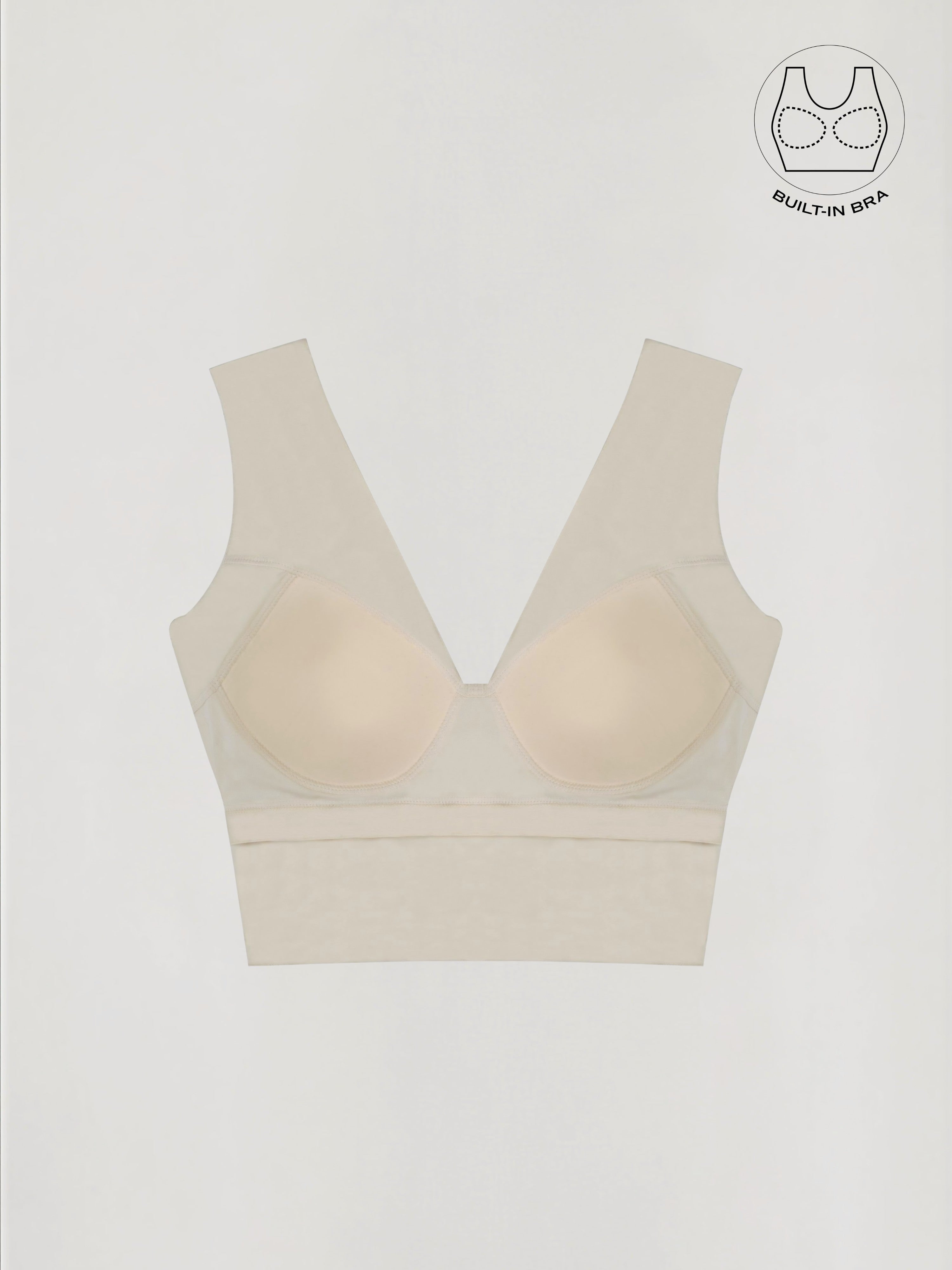 ASTRA IVORY BEADS & SEQUINS CROP TOP WITH INBUILT BRA