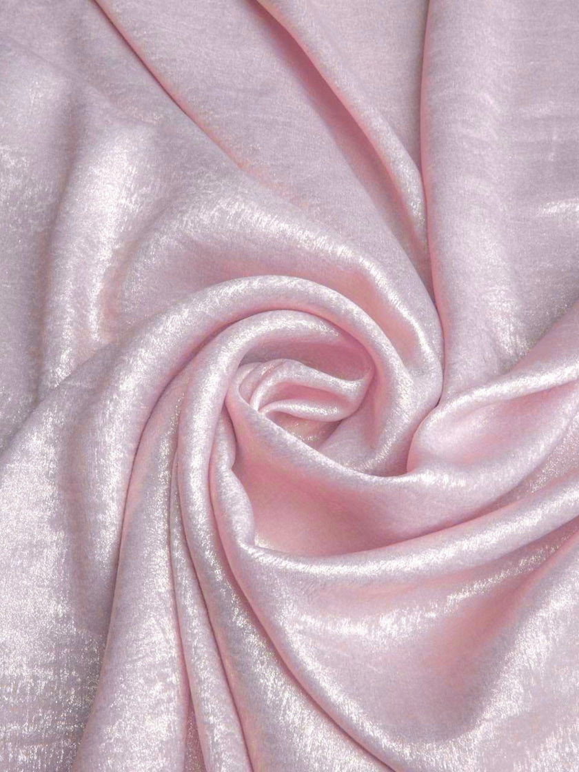 CALYPSA BABY PINK SHIMMERING MAXI FLARE DRESS WITH BUILT-IN BRA