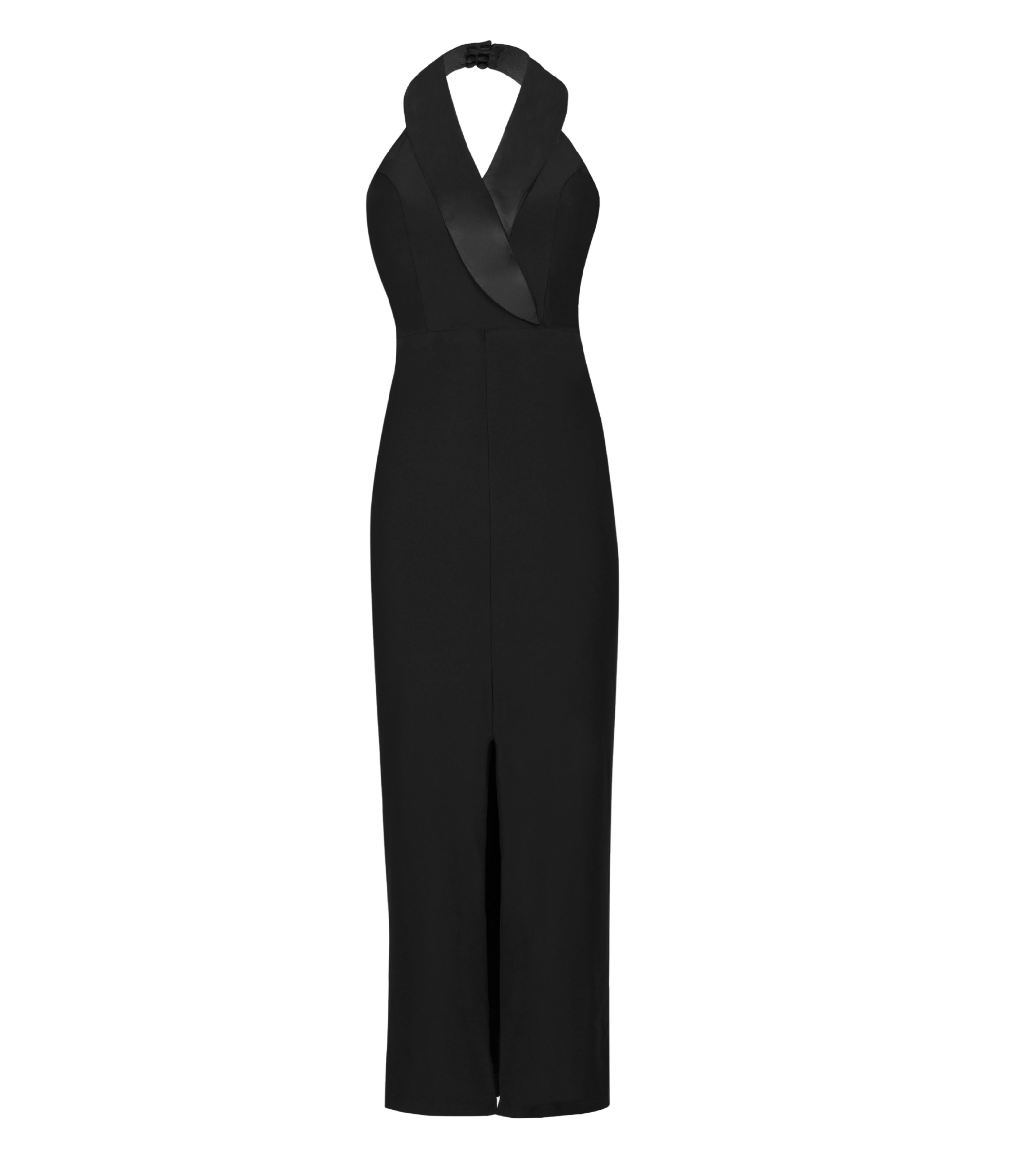 Women’s formal black gown with premium built-in support.
