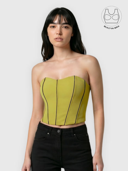 TENERA WASABI GREEN SUMMER CORSET WITH INBUILT BRA