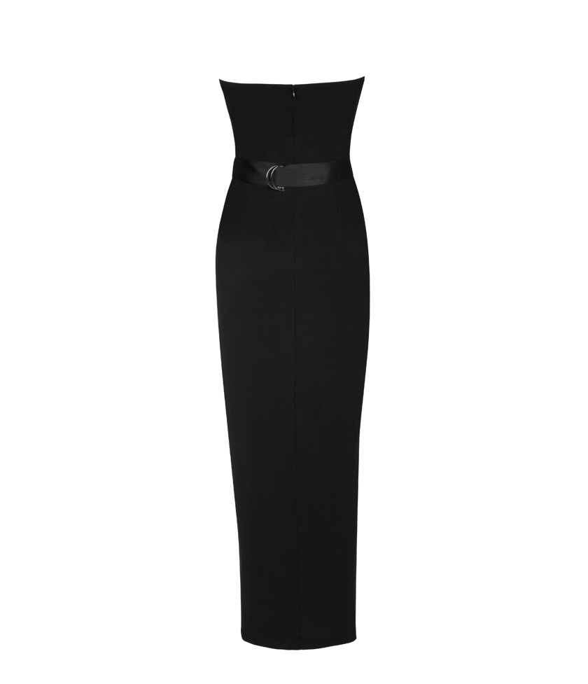 Forte black structured collar gown with inbuilt bra 
